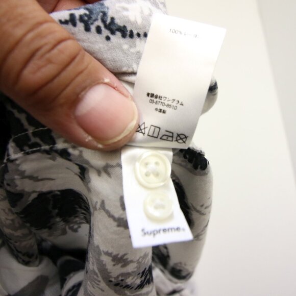 Supreme Daisy Floral Rayon Shirt Mens L Short Sleeve Button 2017 White Black - Picture 8 of 11